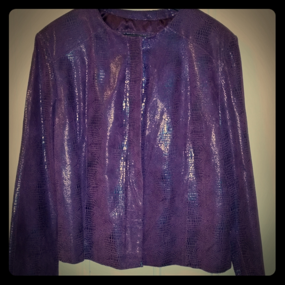 Purple zip front blazer